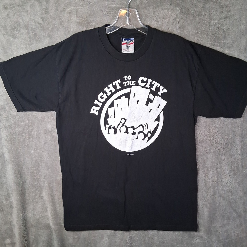 Union Made In USA Shirt Right To The City Activism Men Size Large Black